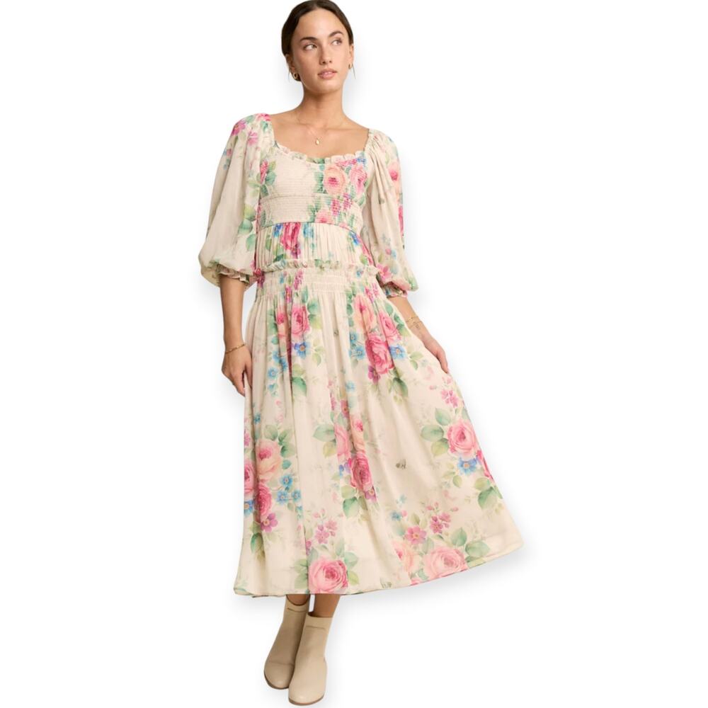 Davi & Dani Floral Midi Dress Women Medium NWT